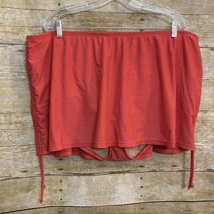 SWIM By Cacique Size 26 Coral Swim Skirt Drawstring Sides Built In Brief Lined